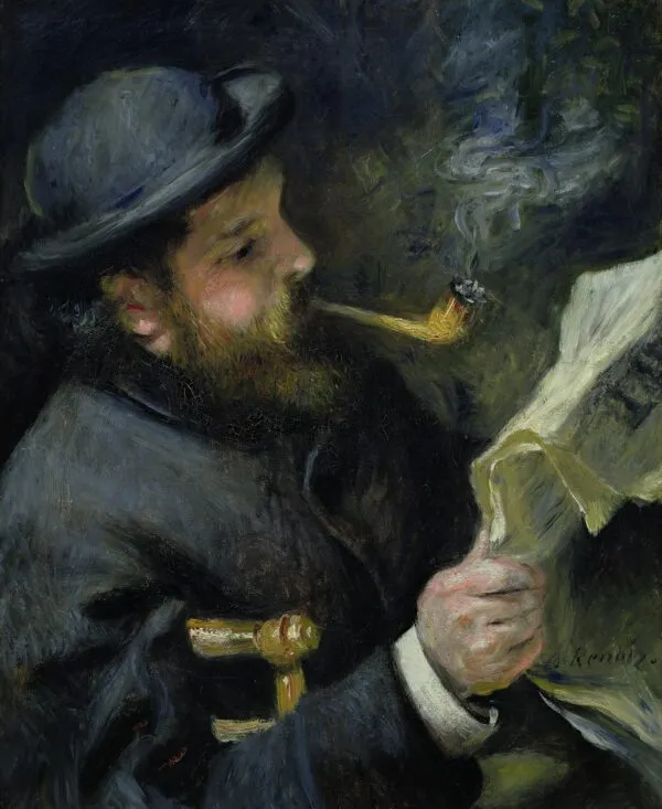 Monet that reads (1873) by Pierre-Auguste Renoir — original painting reproduced as a hand-painted oil on canvas