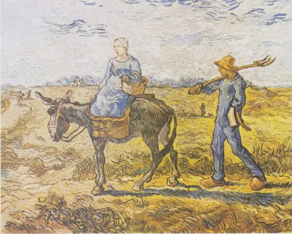 Morning. Going to Work (after Millet ) (1890) by Vincent van Gogh — original painting reproduced as a hand-painted oil on canvas