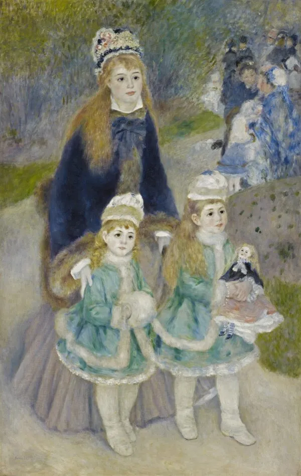 Mother and Children (1875) by Pierre-Auguste Renoir — original painting reproduced as a hand-painted oil on canvas