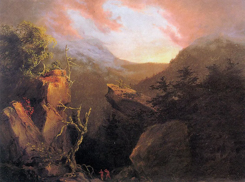 Mountain Sunrise, Catskill (1826) by Thomas Cole — original painting reproduced as a hand-painted oil on canvas