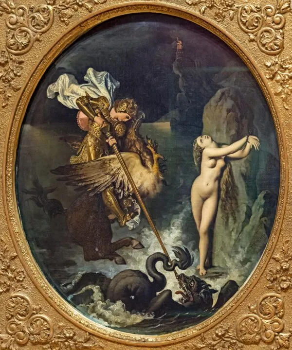 Musée Ingres-Bourdelle - Roger délivrant Angélique, Jean-Auguste-Dominique Ingres (1841) by Jean-Auguste-Dominique Ingres — original painting reproduced as a hand-painted oil on canvas