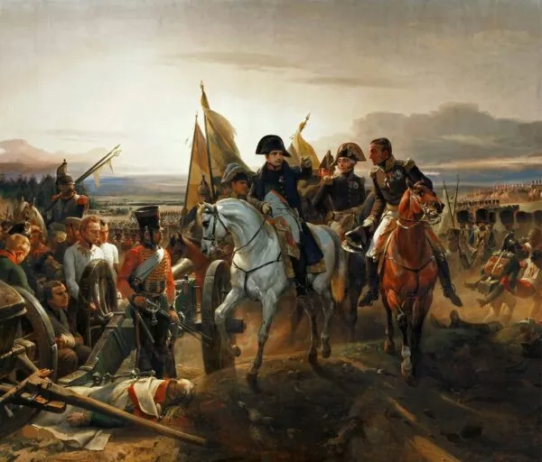 Napoleon at the Battle of Friedland (1836) by Horace Vernet — original painting reproduced as a hand-painted oil on canvas