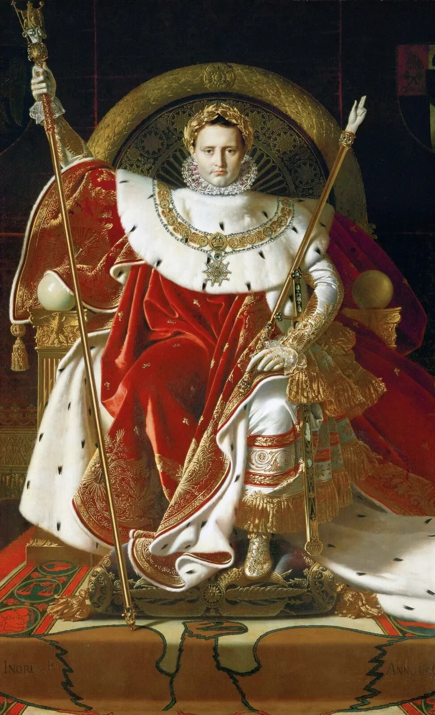 Napoleon I on his Imperial Throne (1806) by Jean-Auguste-Dominique Ingres — original painting reproduced as a hand-painted oil on canvas