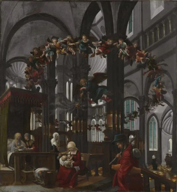 Nativity of the Virgin (1520) by Albrecht Altdorfer — original painting reproduced as a hand-painted oil on canvas