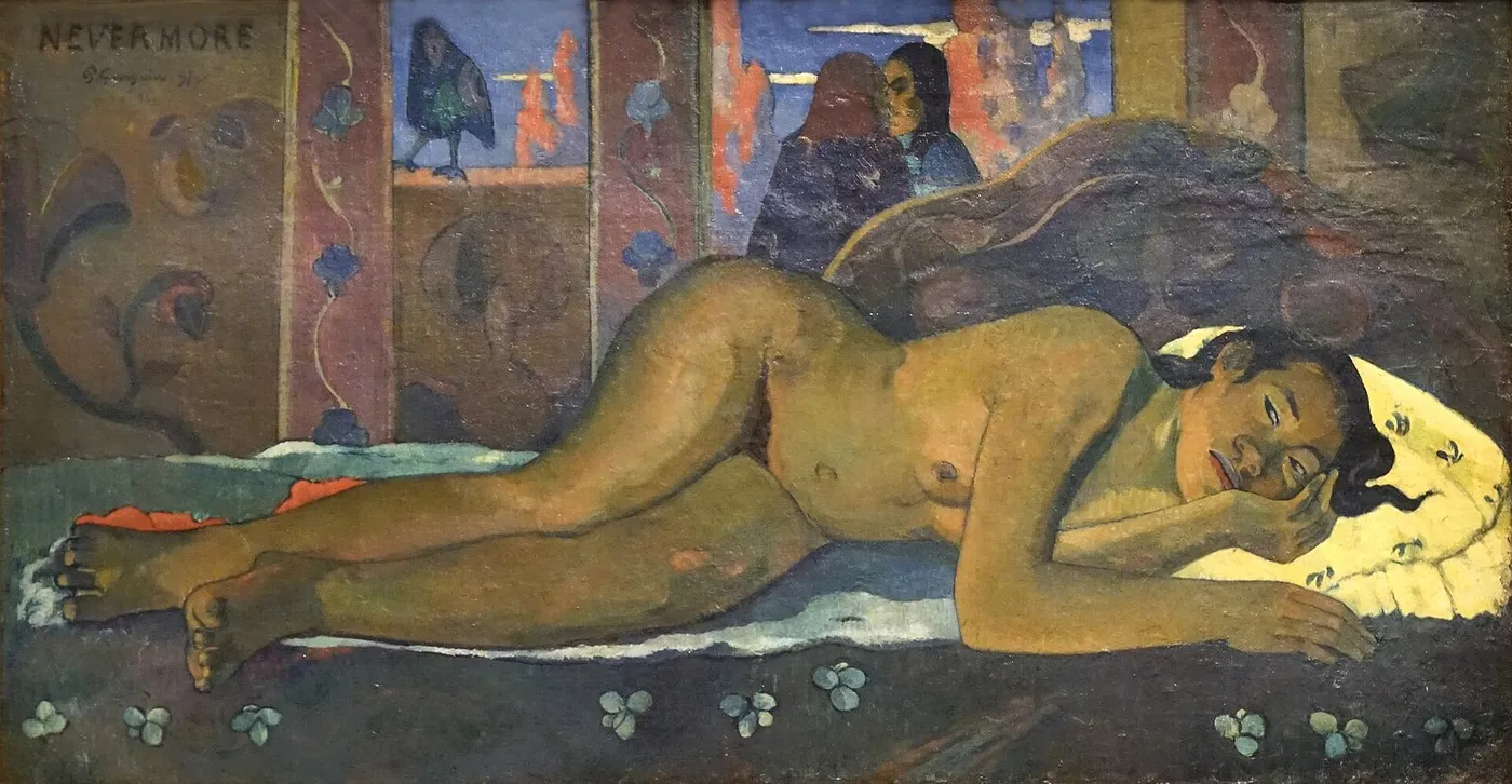 Nevermore (1897) by Paul Gauguin — original painting reproduced as a hand-painted oil on canvas