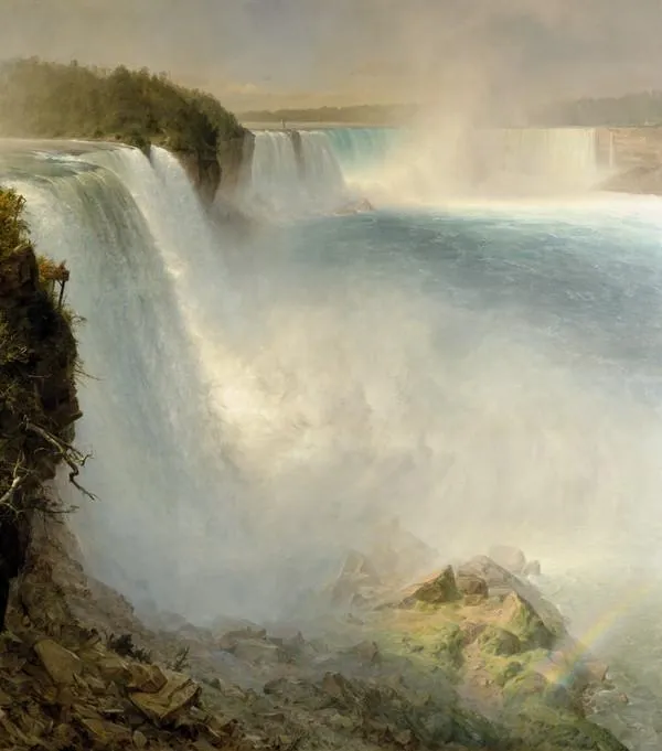 Niagara Falls, from the American Side (1867) by Frederic Edwin Church — original painting reproduced as a hand-painted oil on canvas