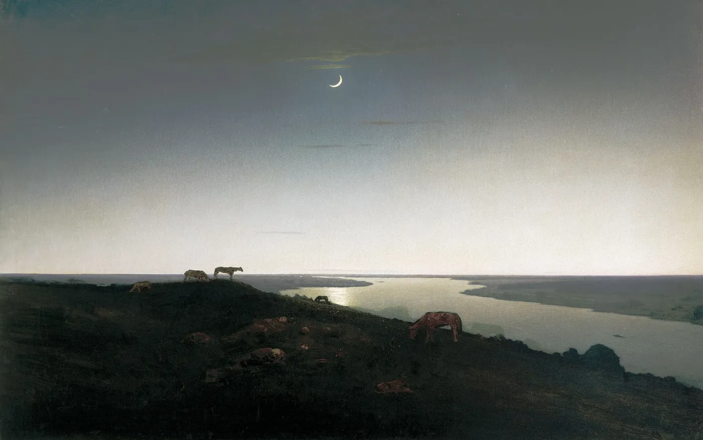 Night (1908) by Arkhip Kuindzhi — original painting reproduced as a hand-painted oil on canvas