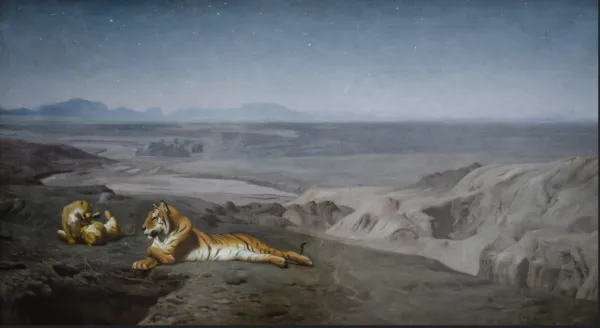 Night in the Desert (1884) by Jean-Léon Gérôme — original painting reproduced as a hand-painted oil on canvas
