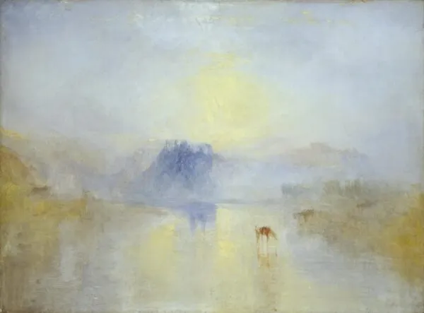 Norham Castle, Sunrise (1845) by J. M. W. Turner — original painting reproduced as a hand-painted oil on canvas