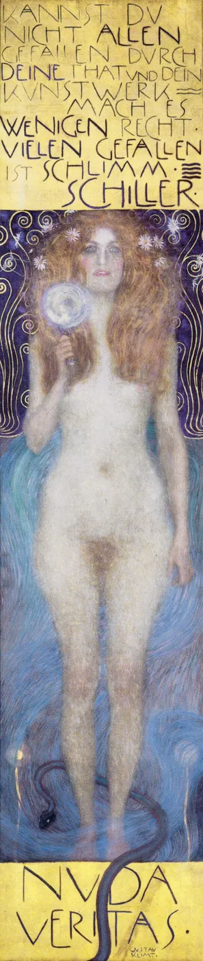 Nuda Veritas (1899) by Gustav Klimt — original painting reproduced as a hand-painted oil on canvas
