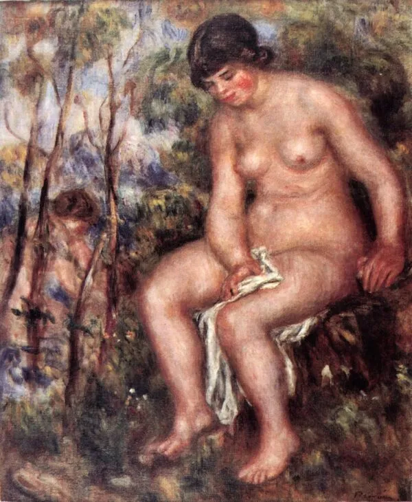 Nude (1910) by Pierre-Auguste Renoir — original painting reproduced as a hand-painted oil on canvas