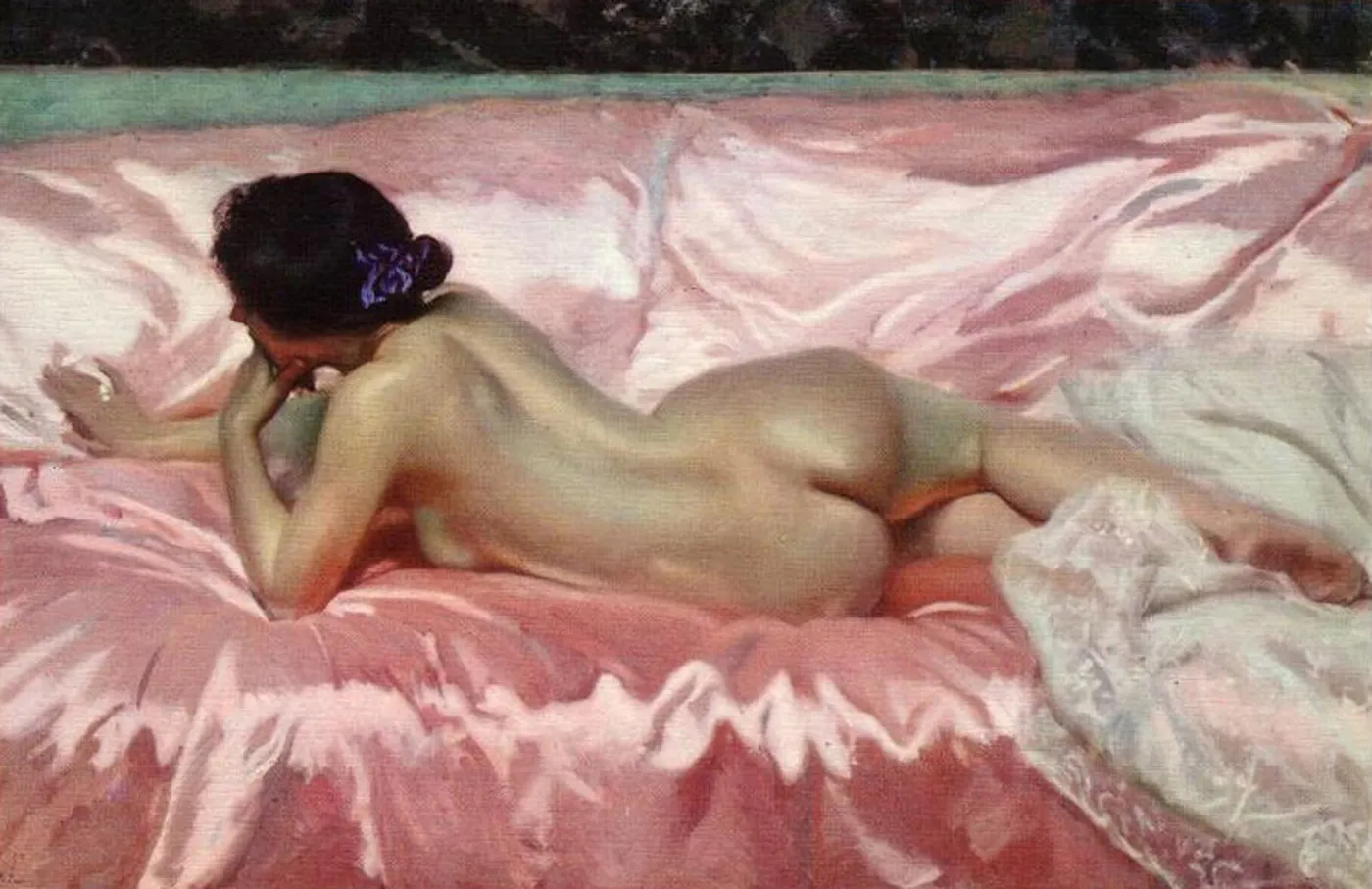 Nude Woman (1902) by Joaquín Sorolla — original painting reproduced as a hand-painted oil on canvas