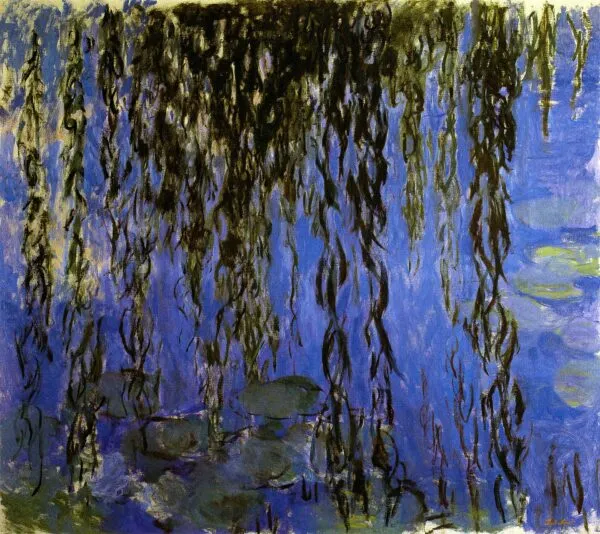 Nymphéas avec rameaux de saule (1917) by Claude Monet — original painting reproduced as a hand-painted oil on canvas