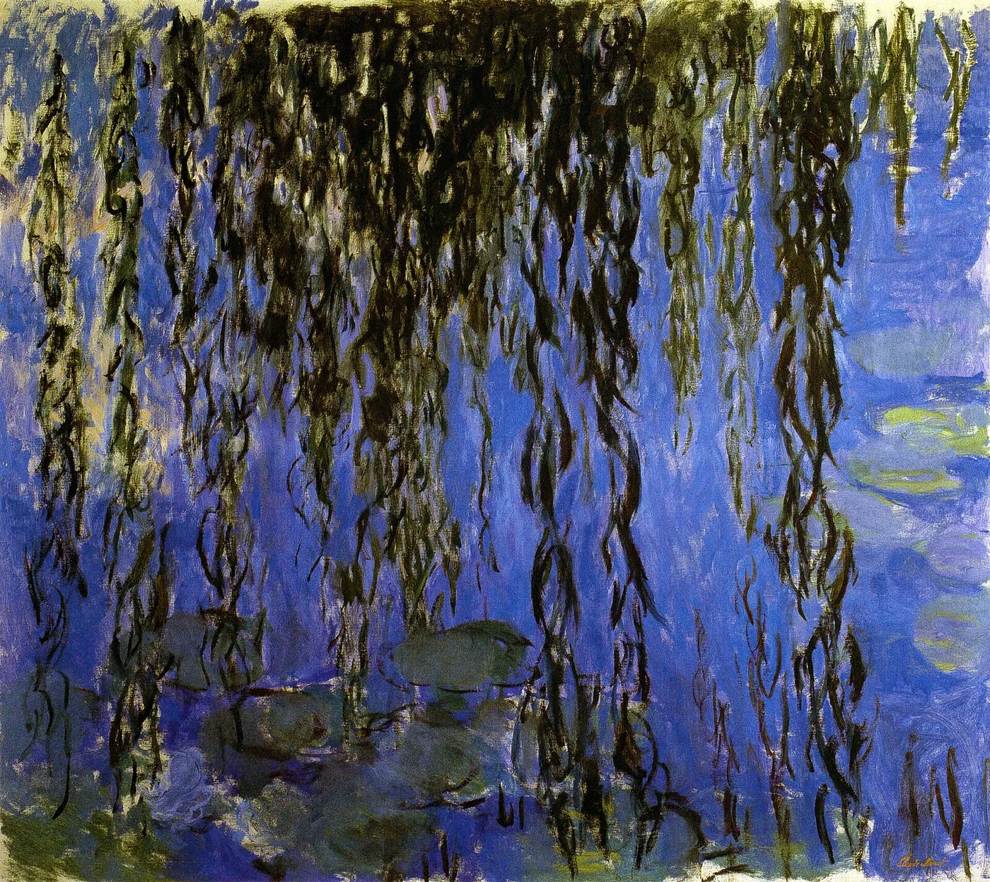 Nymphéas avec rameaux de saule (1917) by Claude Monet — original painting reproduced as a hand-painted oil on canvas