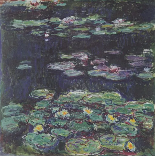 Nymphéas blancs et jaunes (1916) by Claude Monet — original painting reproduced as a hand-painted oil on canvas
