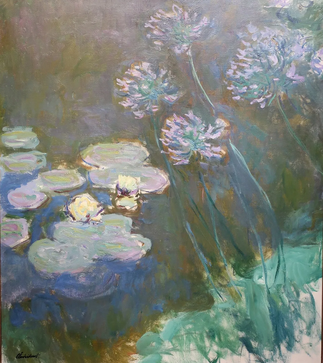 Nymphéas et Agapanthes (1915) by Claude Monet — original painting reproduced as a hand-painted oil on canvas