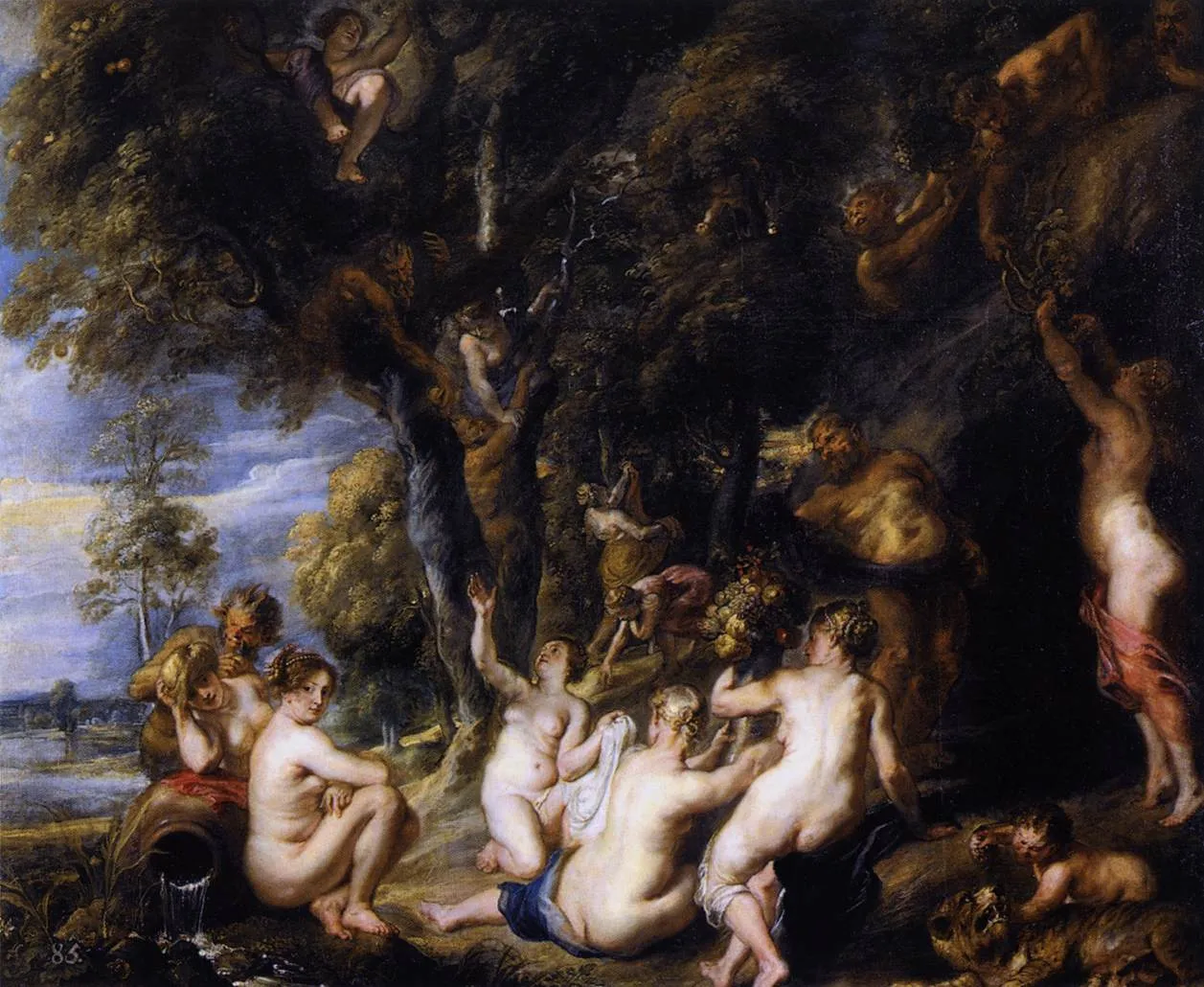 Nymphs and Satyrs (1615) by Peter Paul Rubens — original painting reproduced as a hand-painted oil on canvas