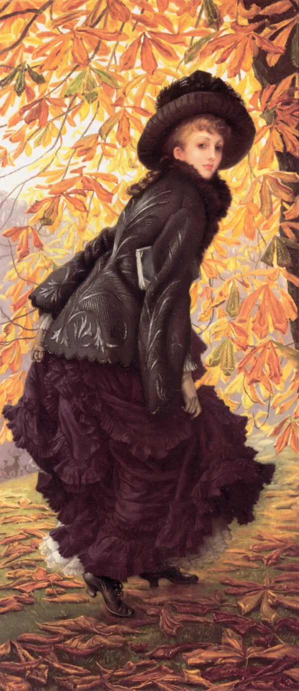 October (1877) by James Tissot — original painting reproduced as a hand-painted oil on canvas