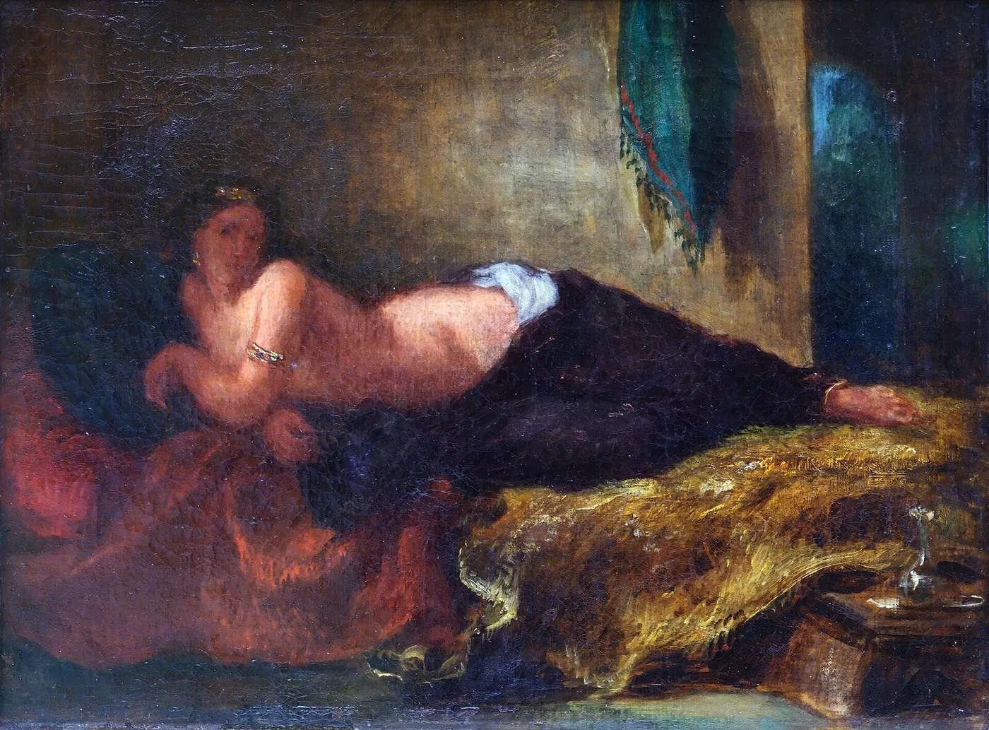 Odalisque (1837) by Eugène Delacroix — original painting reproduced as a hand-painted oil on canvas