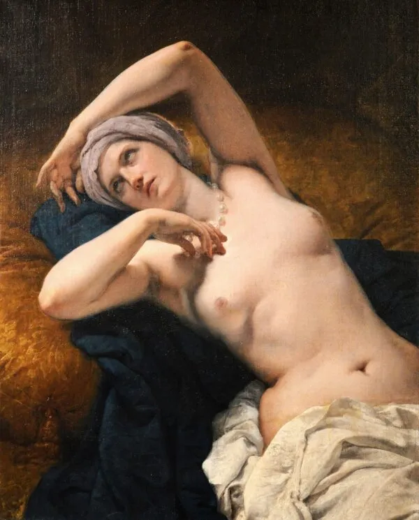 Odalisque in her sleep (1867) by Francesco Hayez — original painting reproduced as a hand-painted oil on canvas