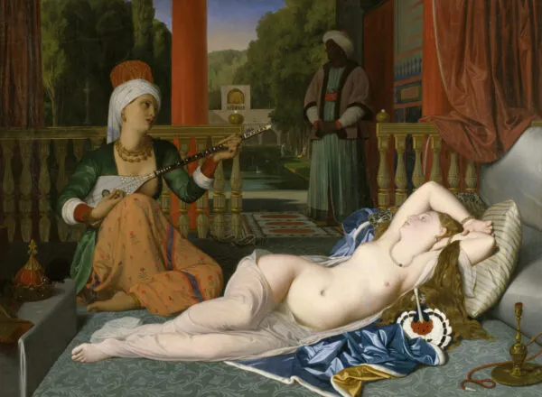 Odalisque with Slave (1842) by Jean-Auguste-Dominique Ingres — original painting reproduced as a hand-painted oil on canvas