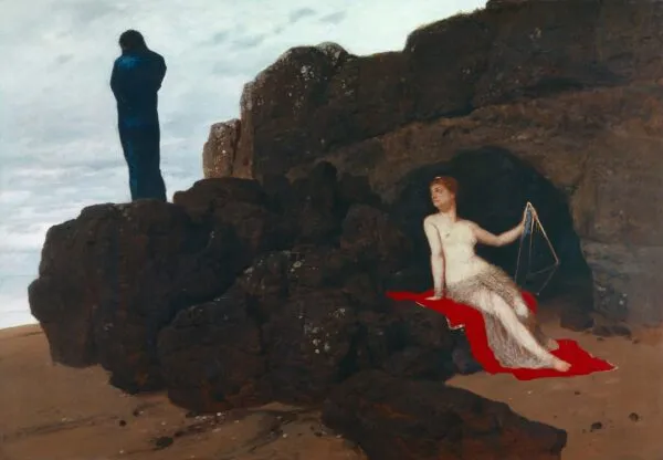Odysseus and Calypso (1882) by Arnold Böcklin — original painting reproduced as a hand-painted oil on canvas