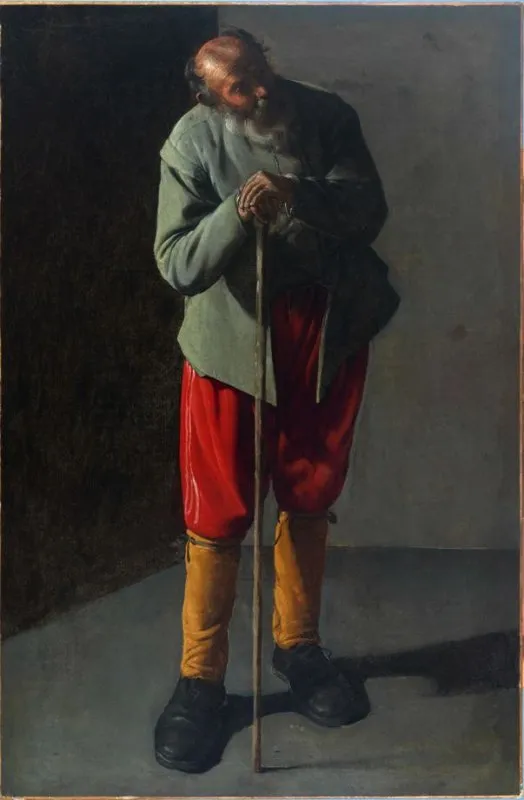 Old Man (1618) by Georges de La Tour — original painting reproduced as a hand-painted oil on canvas