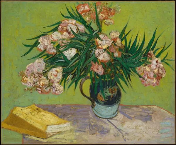 Oleanders (1888) by Vincent van Gogh — original painting reproduced as a hand-painted oil on canvas