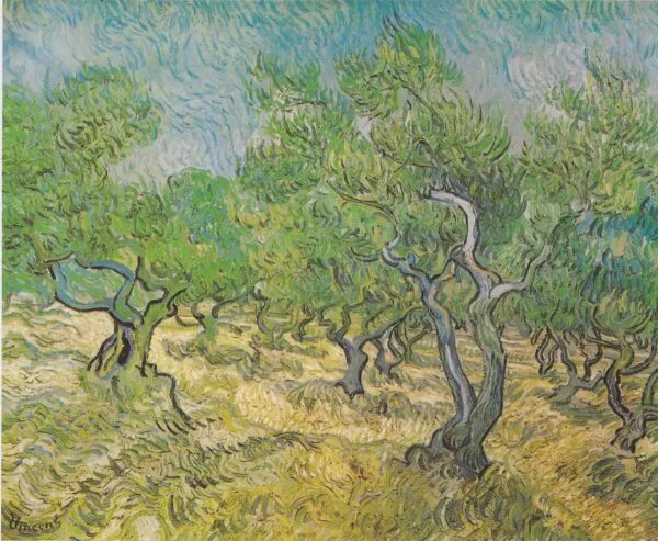 Olive Grove (1889) by Vincent van Gogh — original painting reproduced as a hand-painted oil on canvas