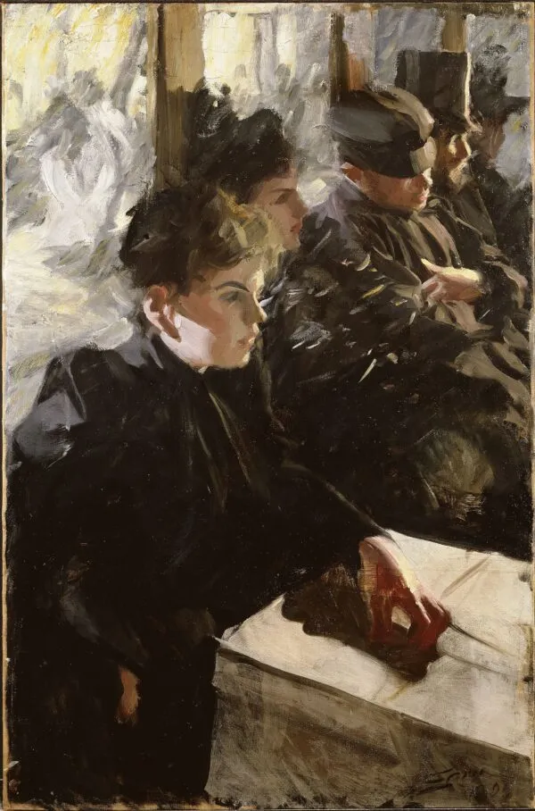 Omnibus (1891) by Anders Zorn — original painting reproduced as a hand-painted oil on canvas