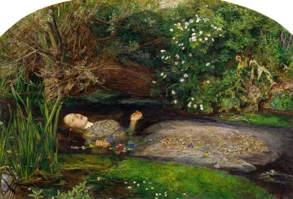 Ophelia (1851) by John Everett Millais — original painting reproduced as a hand-painted oil on canvas