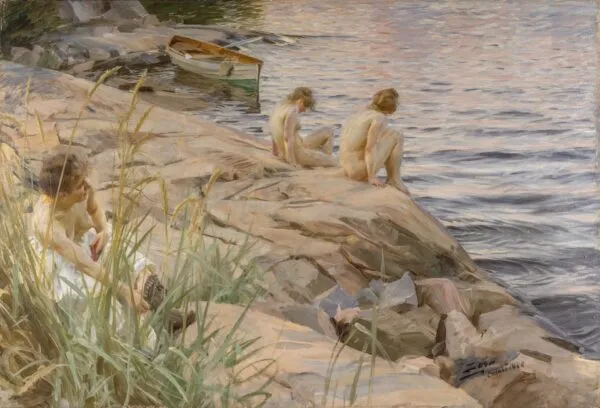 Outdoors (1888) by Anders Zorn — original painting reproduced as a hand-painted oil on canvas
