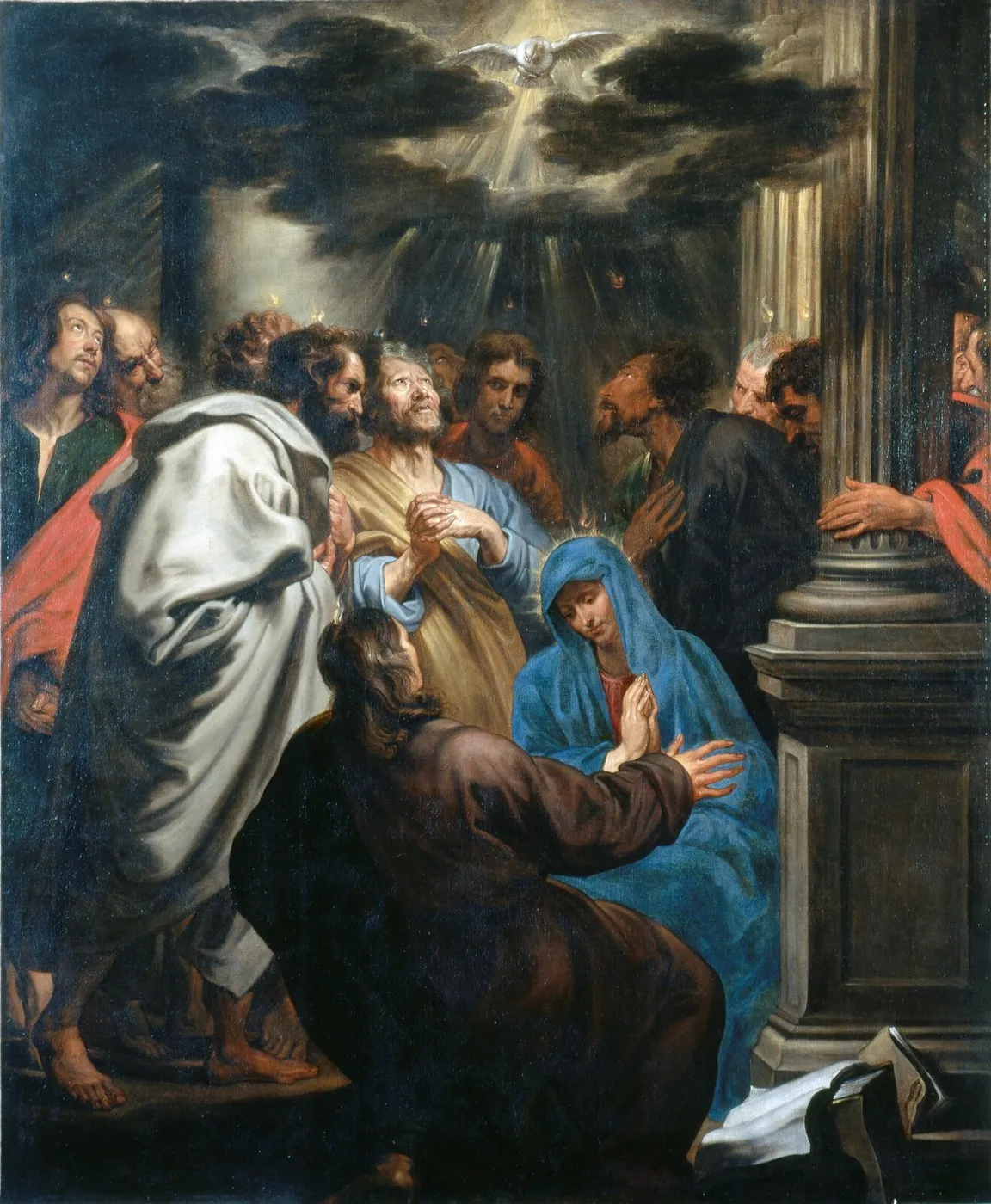 Outpouring of the Holy Ghost (Pentecost) (1619) by Anthony van Dyck — original painting reproduced as a hand-painted oil on canvas