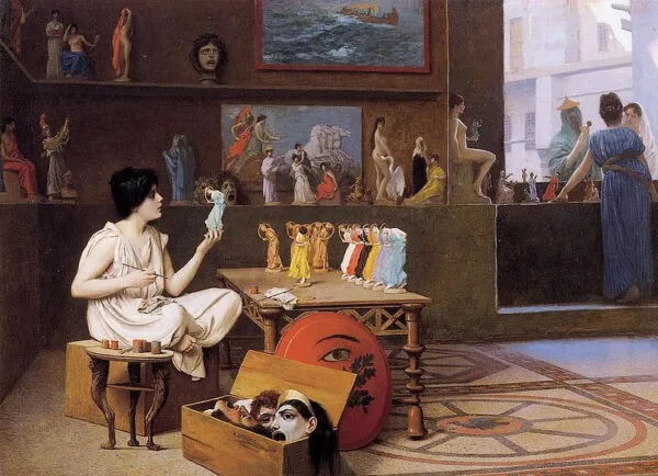 Painting Breathes Life into Sculpture (1893) by Jean-Léon Gérôme — original painting reproduced as a hand-painted oil on canvas