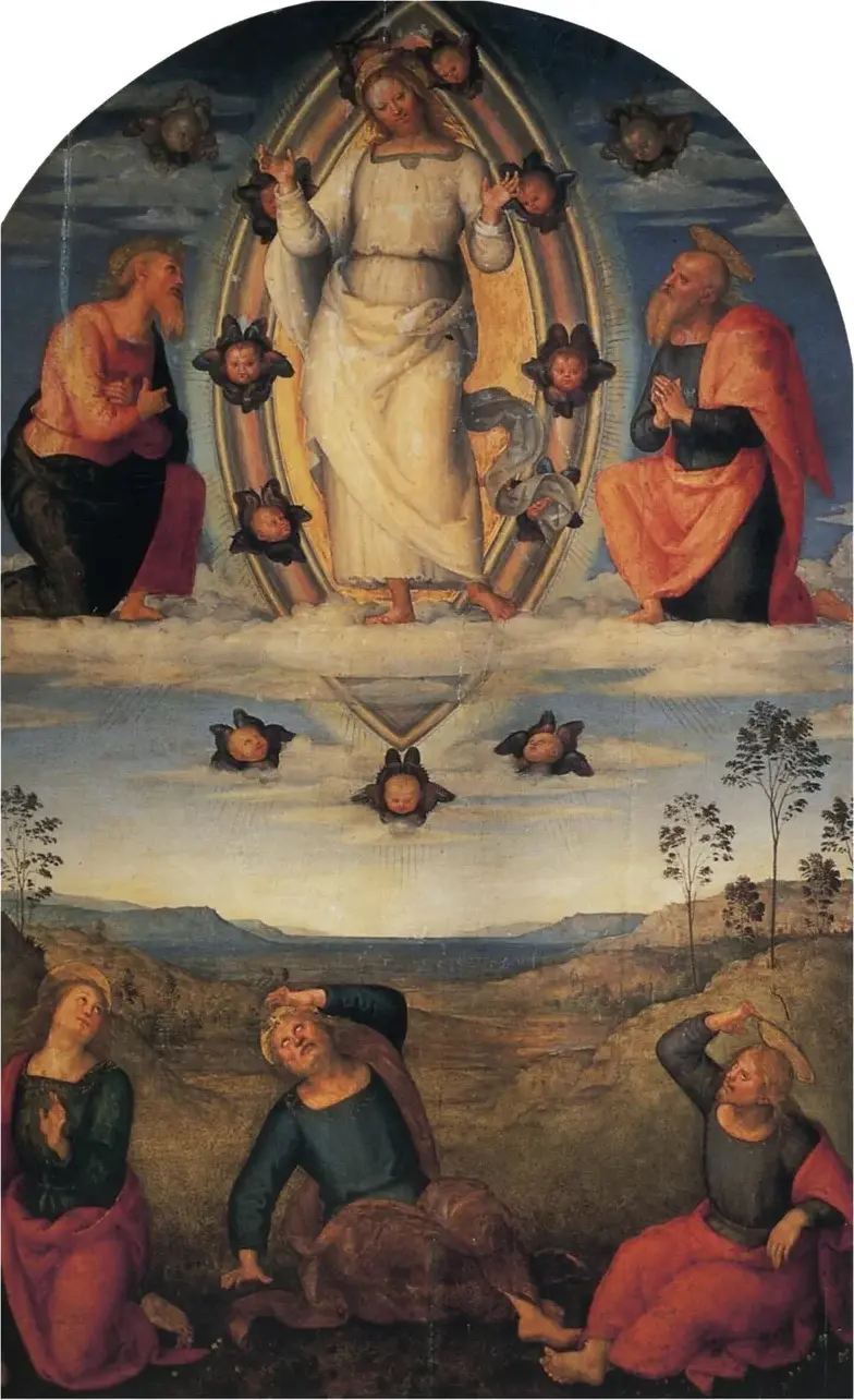 Pala della Trasfigurazione (1517) by Pietro Perugino — original painting reproduced as a hand-painted oil on canvas
