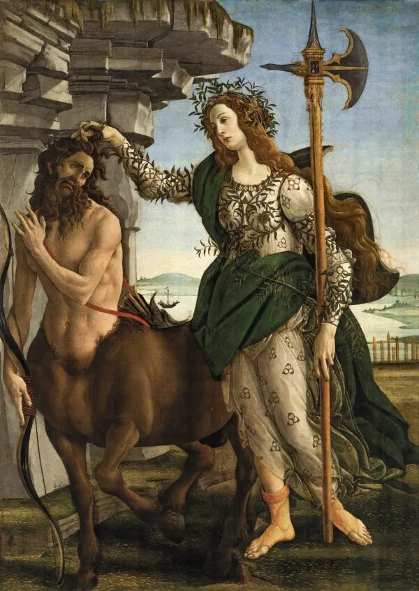 Pallas and the Centaur (1482) by Sandro Botticelli — original painting reproduced as a hand-painted oil on canvas