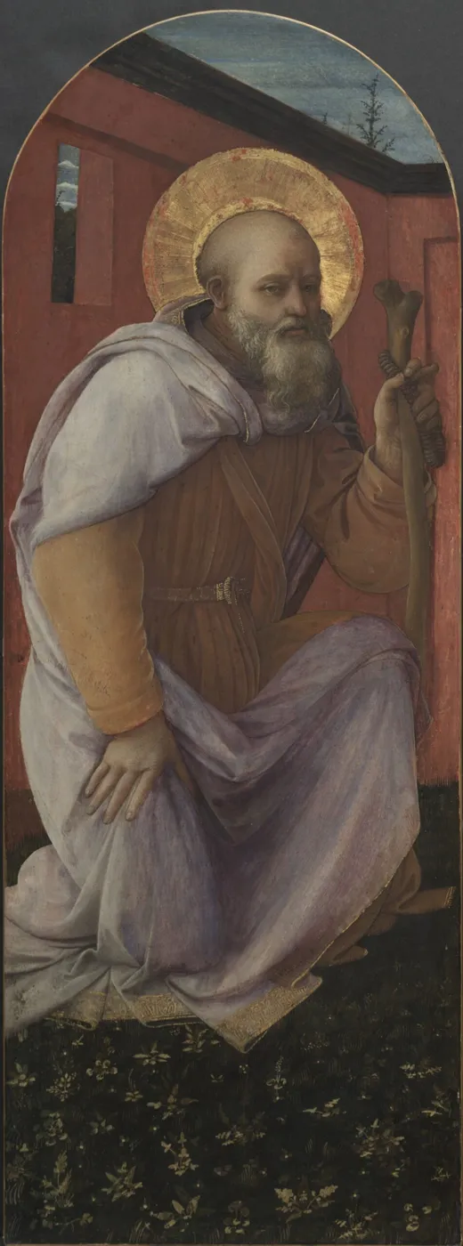 Panel from a Triptych: St. Anthony Abbot (1458) by Filippo Lippi — original painting reproduced as a hand-painted oil on canvas