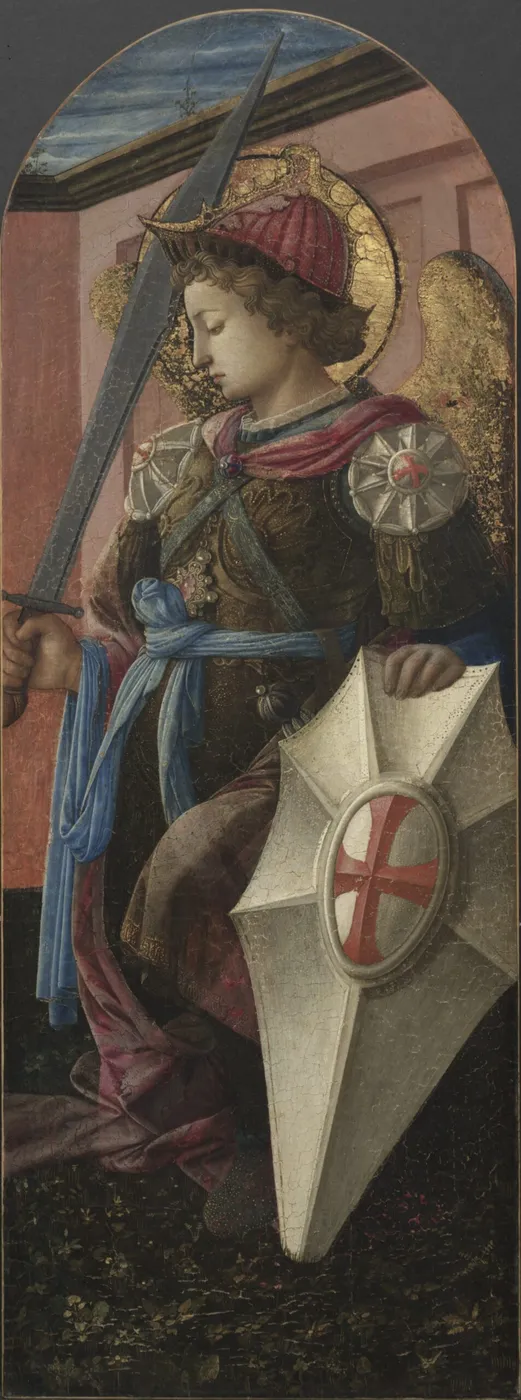 Panel from a Triptych: The Archangel Michael (1458) by Filippo Lippi — original painting reproduced as a hand-painted oil on canvas