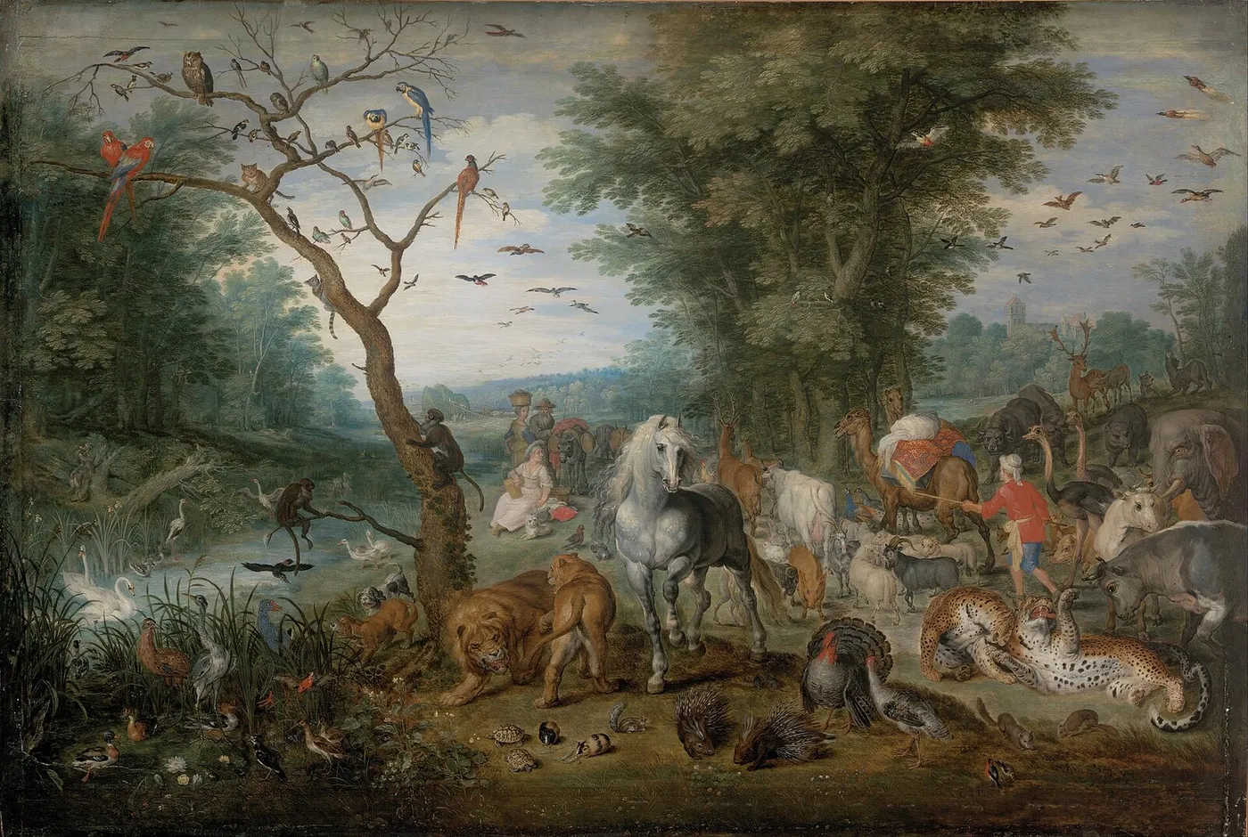 Paradise Landscape with Animals (1613) by Jan Brueghel the Elder — original painting reproduced as a hand-painted oil on canvas
