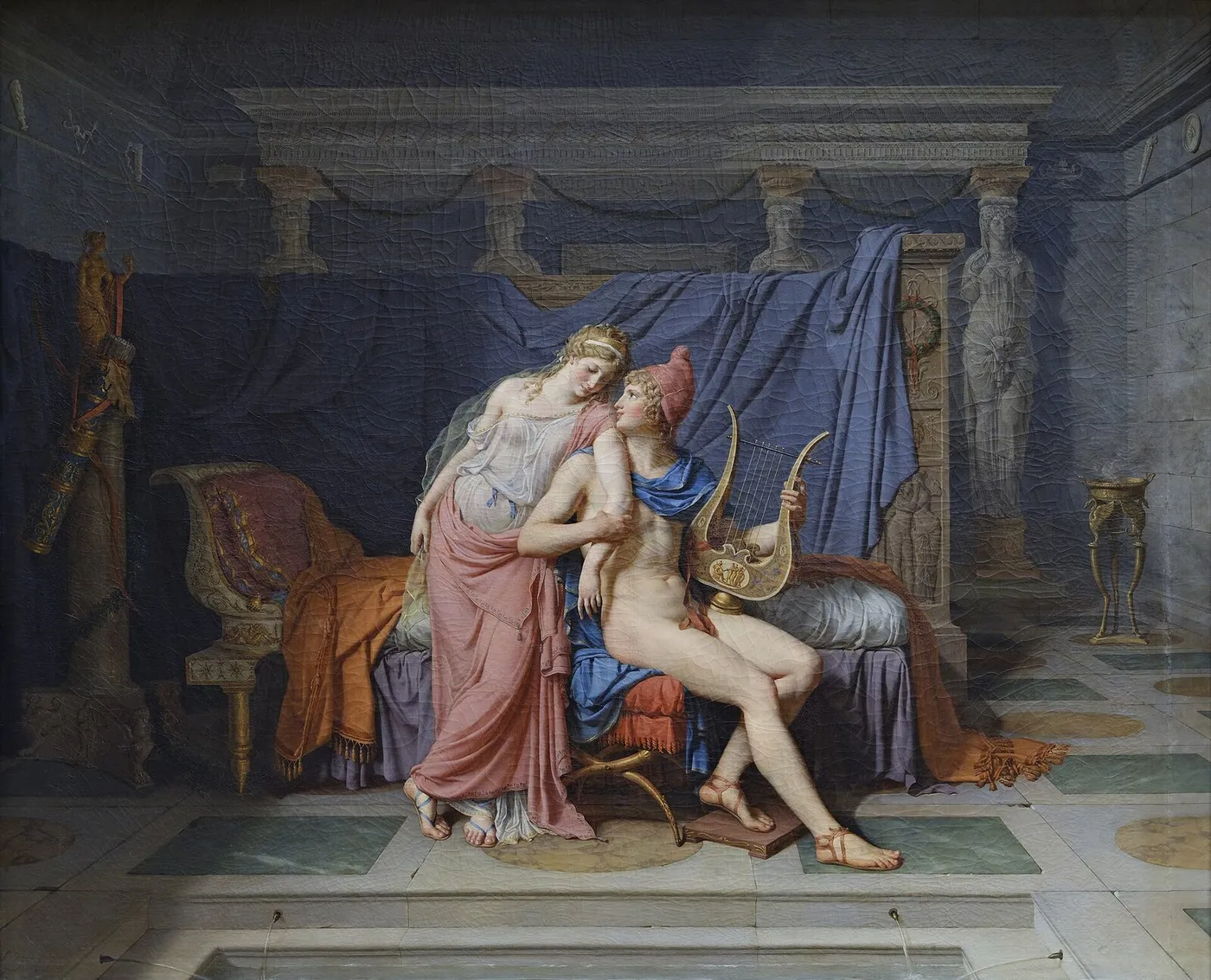 Paris and Helen (1788) by Jacques-Louis David — original painting reproduced as a hand-painted oil on canvas
