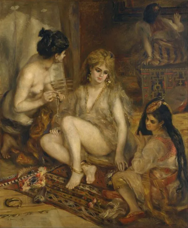 Parisian Women in Algerian Costume (1872) by Pierre-Auguste Renoir — original painting reproduced as a hand-painted oil on canvas