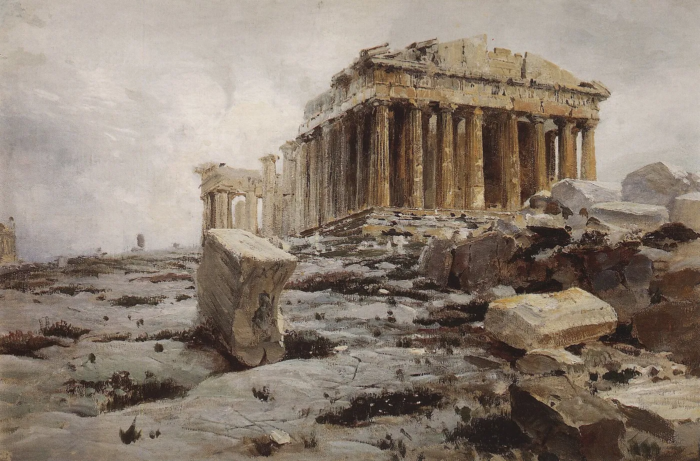 Parthenon (1881) by Vasily Polenov — original painting reproduced as a hand-painted oil on canvas