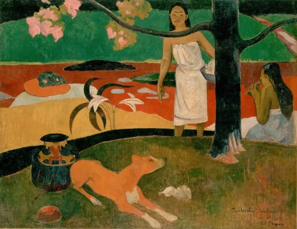 Pastorales tahitiennes (1892) by Paul Gauguin — original painting reproduced as a hand-painted oil on canvas