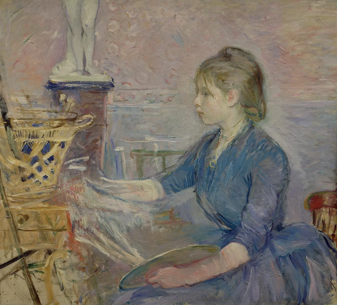 Paule Gobillard peignant (1887) by Berthe Morisot — original painting reproduced as a hand-painted oil on canvas
