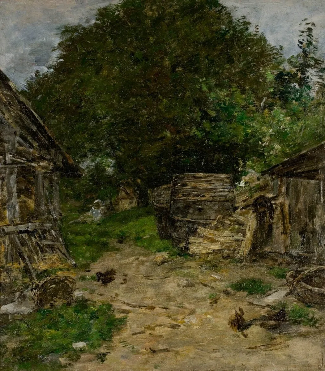 Paysage. Intérieur d'une cour de ferme — Eugène Louis Boudin
