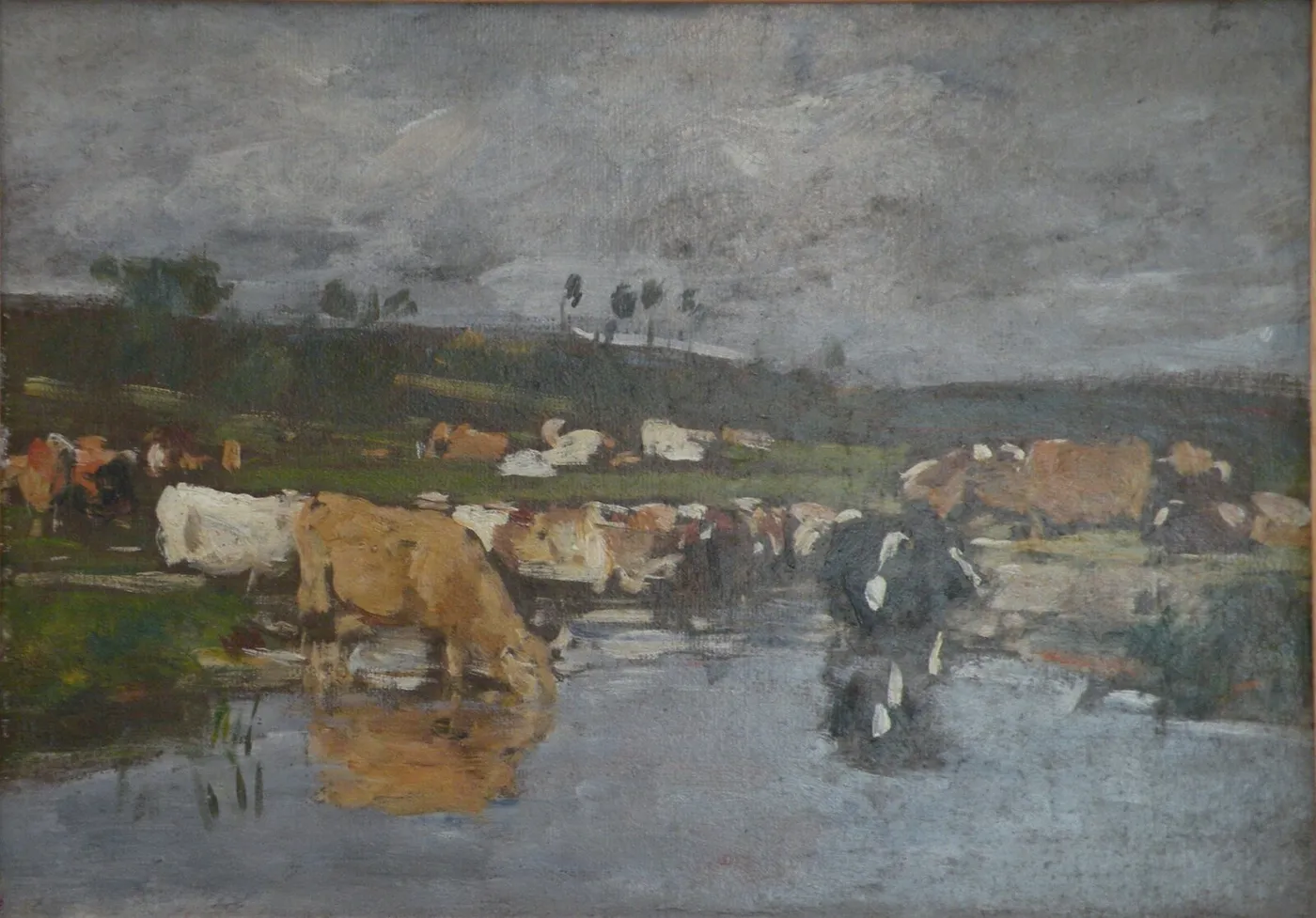 Paysage, nombreuses vaches à l'herbage — Eugène Louis Boudin
