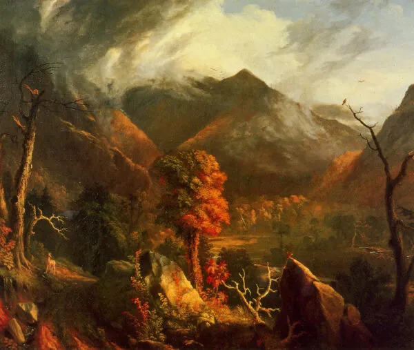 Peace At Sunset (1827) by Thomas Cole — original painting reproduced as a hand-painted oil on canvas