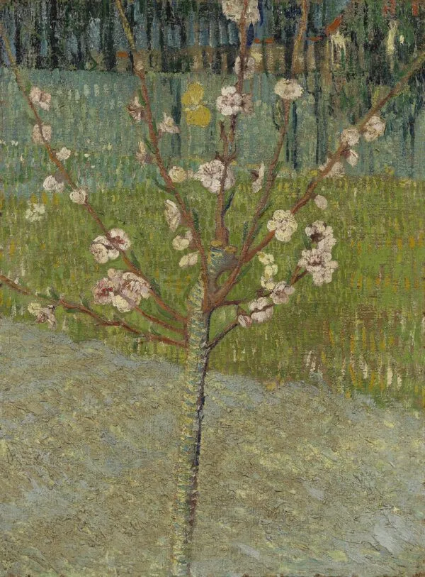 Peach Tree in Blossom (1888) by Vincent van Gogh — original painting reproduced as a hand-painted oil on canvas