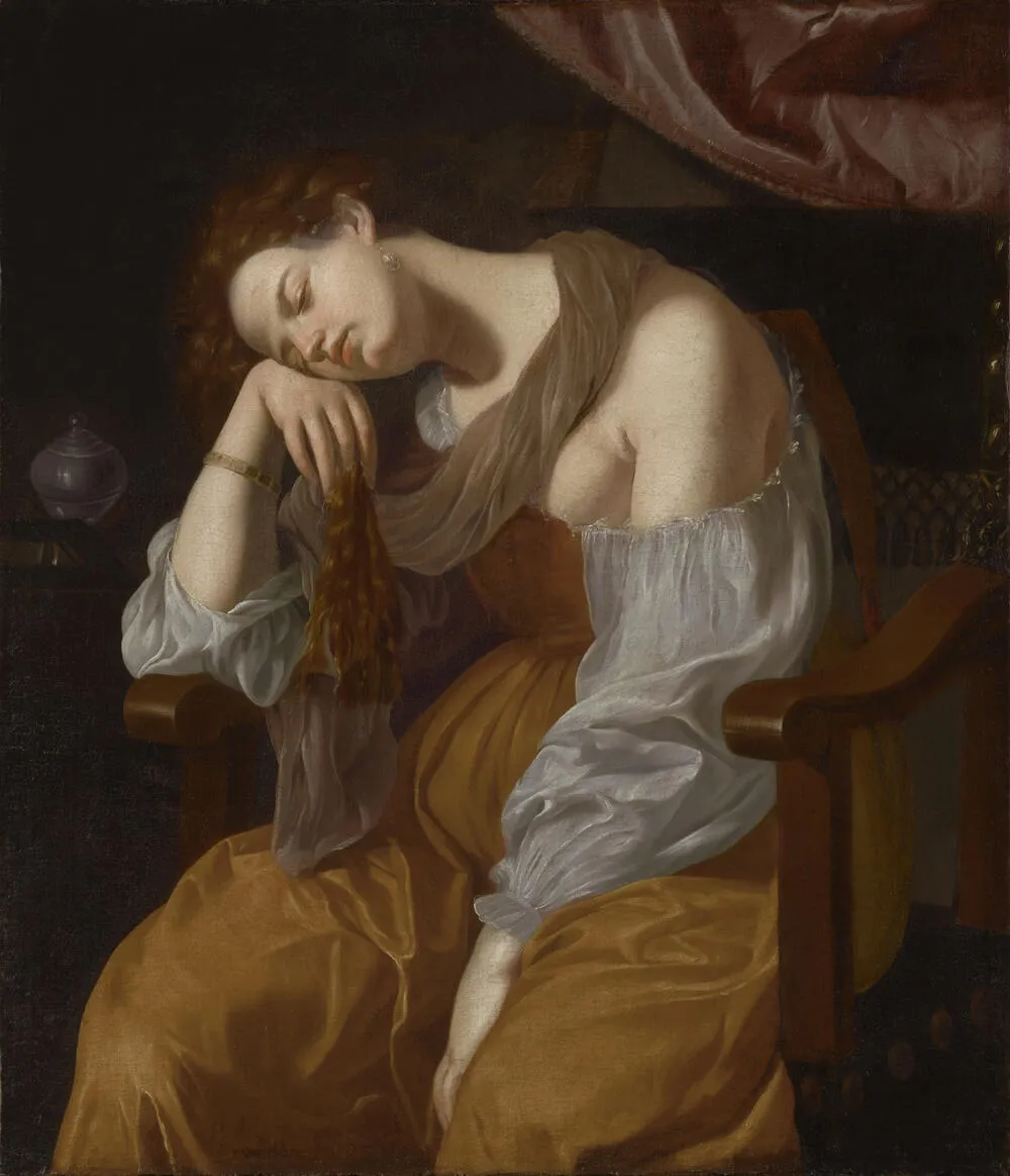 Penitent Mary Magdalene (1625) by Artemisia Gentileschi — original painting reproduced as a hand-painted oil on canvas