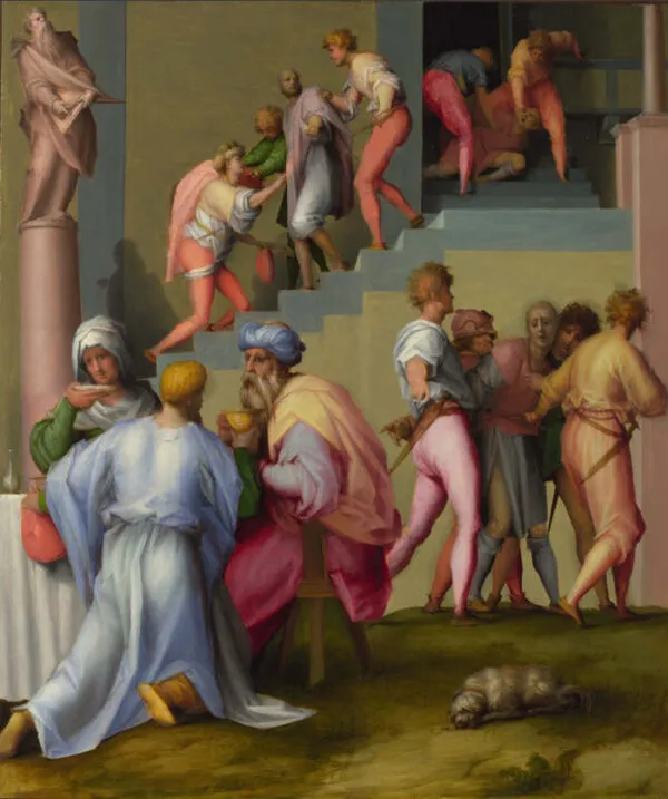 Pharaoh with his Butler and Baker (1515) by Pontormo — original painting reproduced as a hand-painted oil on canvas